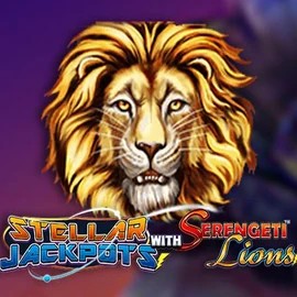 Stellar Jackpots with Serengeti Lions slot logo by Lightning Box Game at Tikal Casino